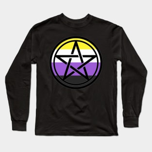 Large Print Pentacle LGBT Flag Nonbinary Long Sleeve T-Shirt